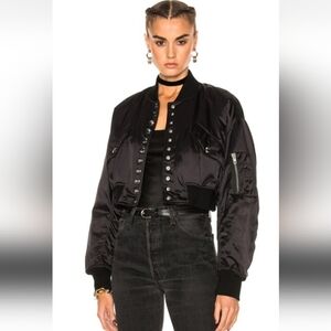 Alexander Wang Black Cropped Bomber Jacket Size L
